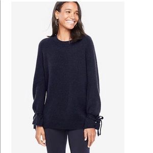 Ann Taylor Wool Cashmere Tie Sleeve Sweater